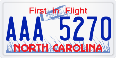 NC license plate AAA5270
