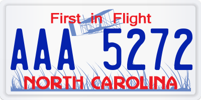 NC license plate AAA5272