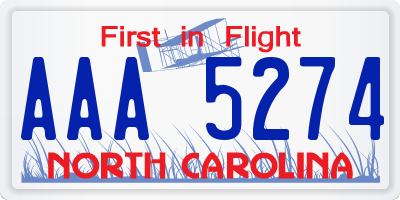 NC license plate AAA5274