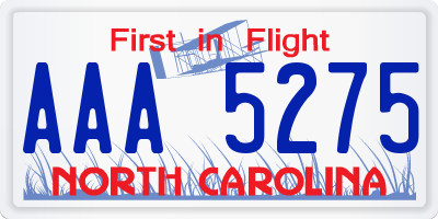 NC license plate AAA5275