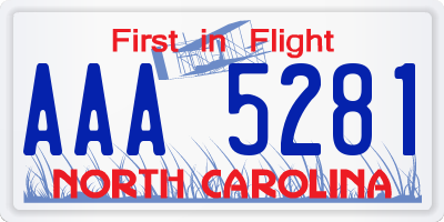 NC license plate AAA5281