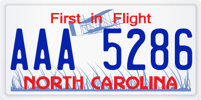 NC license plate AAA5286