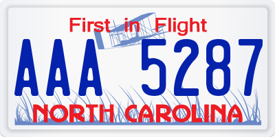 NC license plate AAA5287