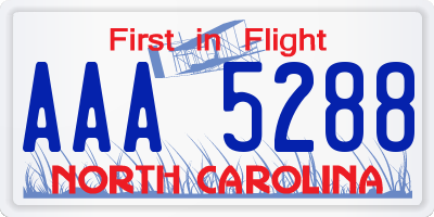 NC license plate AAA5288