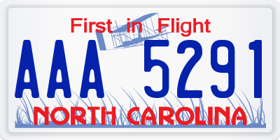 NC license plate AAA5291