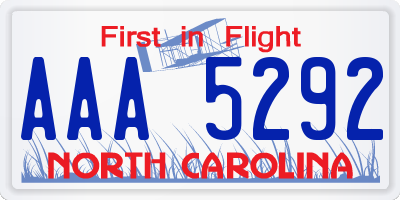 NC license plate AAA5292