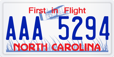 NC license plate AAA5294