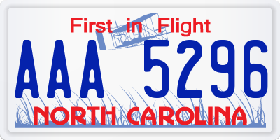 NC license plate AAA5296
