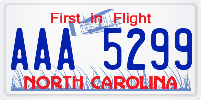 NC license plate AAA5299