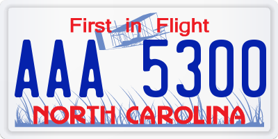 NC license plate AAA5300