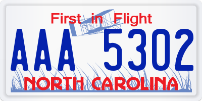 NC license plate AAA5302