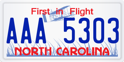 NC license plate AAA5303