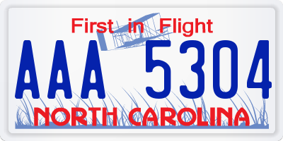 NC license plate AAA5304