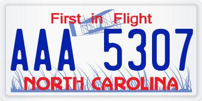 NC license plate AAA5307