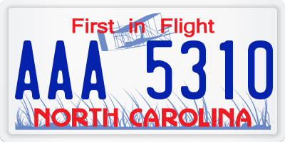 NC license plate AAA5310