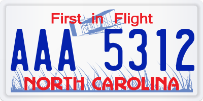 NC license plate AAA5312