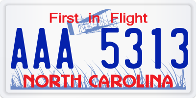 NC license plate AAA5313