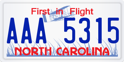 NC license plate AAA5315