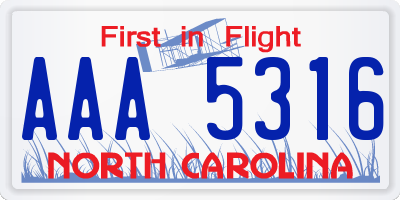 NC license plate AAA5316