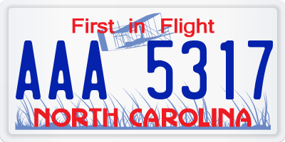 NC license plate AAA5317