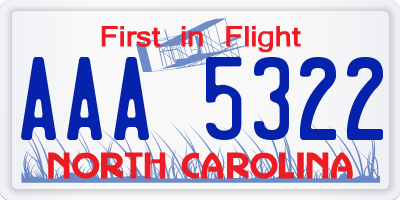 NC license plate AAA5322