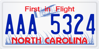 NC license plate AAA5324