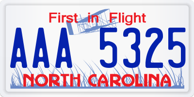 NC license plate AAA5325