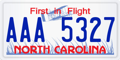 NC license plate AAA5327
