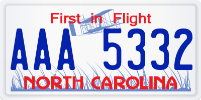 NC license plate AAA5332