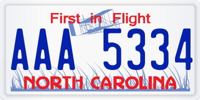 NC license plate AAA5334