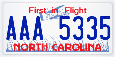 NC license plate AAA5335