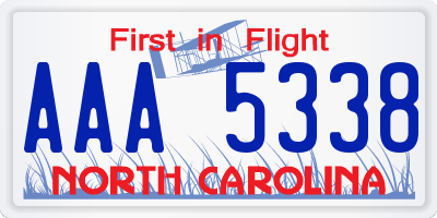 NC license plate AAA5338