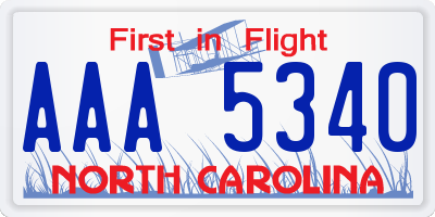 NC license plate AAA5340