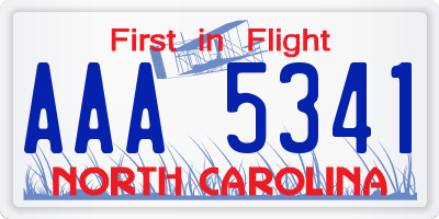 NC license plate AAA5341