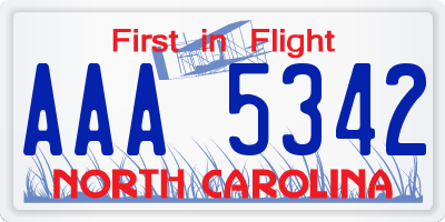 NC license plate AAA5342