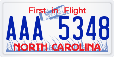 NC license plate AAA5348
