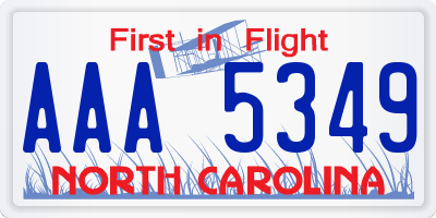 NC license plate AAA5349