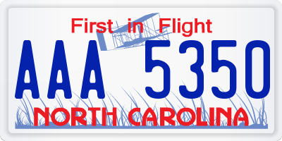 NC license plate AAA5350