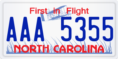NC license plate AAA5355