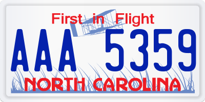 NC license plate AAA5359