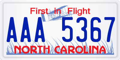 NC license plate AAA5367