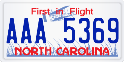 NC license plate AAA5369