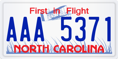 NC license plate AAA5371