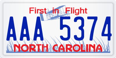 NC license plate AAA5374