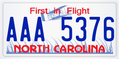NC license plate AAA5376