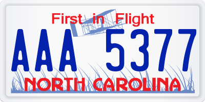 NC license plate AAA5377