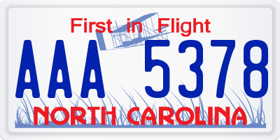 NC license plate AAA5378