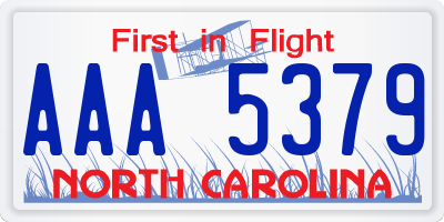 NC license plate AAA5379