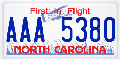 NC license plate AAA5380