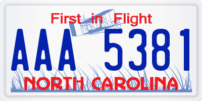 NC license plate AAA5381